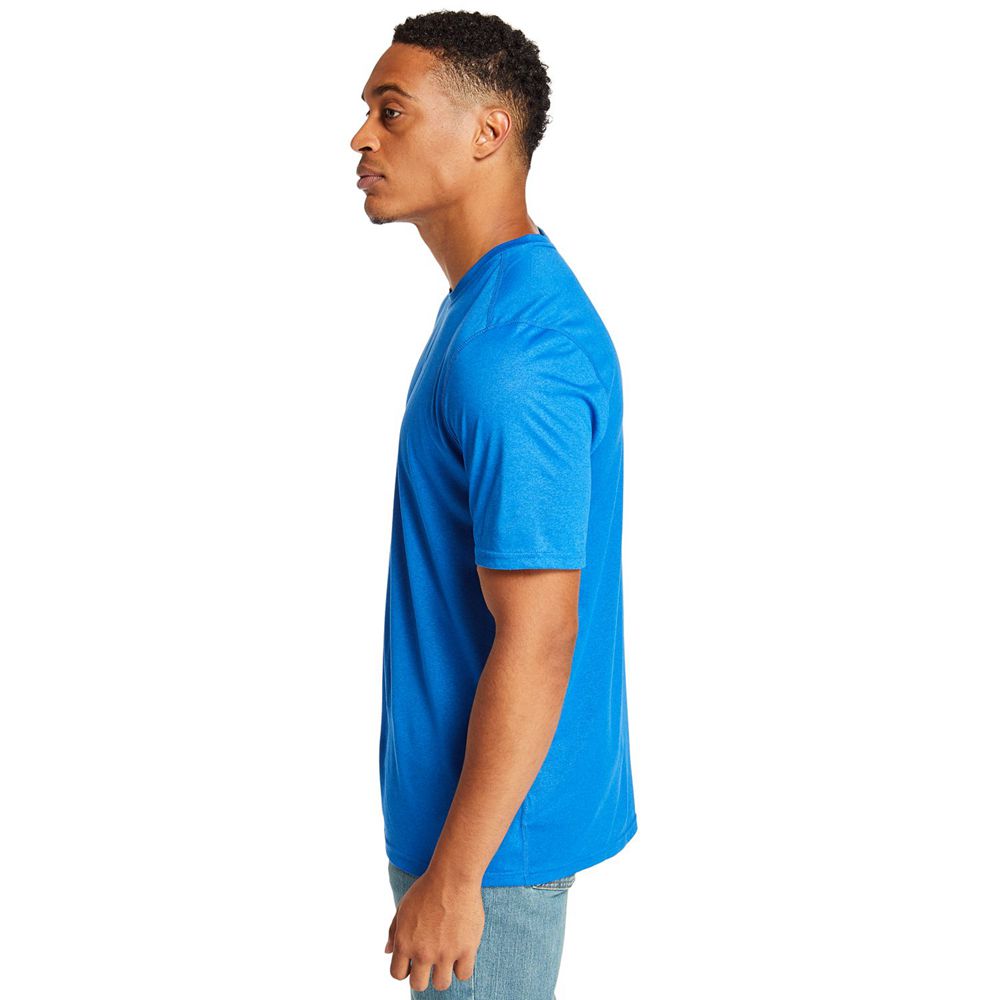 Timberland Mens T-Shirts PRO® Big & Tall Wicking Good Sport Short-Sleeve - Blue - India EZ7310652